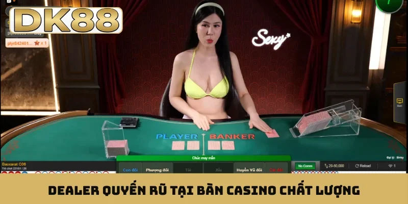 Dealer quyến rũ tại bàn casino chất lượng