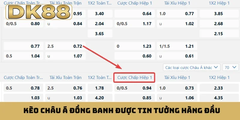 Kèo châu Á đồng banh được tin tưởng hàng đầu