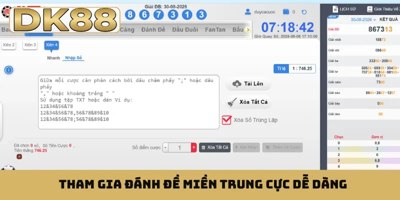 Tham gia đánh đề miền Trung cực dễ dàng